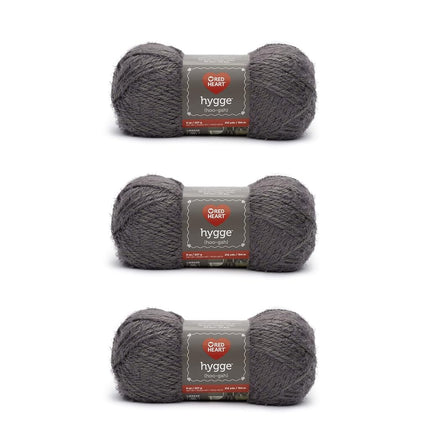 Red Heart Hygge Yarn, 3 Pack (8 Ounce), Sterling 3 Count