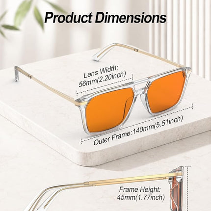 Goiteia 100% Orange Blue Light Blocking Glasses-Amber Tint Gaming Glasses for Better Sleep/Eyes Strain/Light Sensitive-Ultra Light & Spring Hinges for Better Comfort