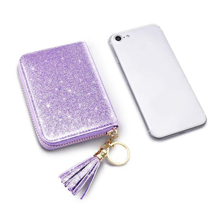 Coco Rossi Women's Small Credit Card Wallet RFID Glitter Cute Credit Card Holder Wallets for Women, A Glitter Purple, S, Travel Wallet