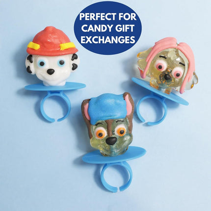 Decorated PAW Patrol Themed Lollipops Rings, Assorted Fruit Flavored Hard Candies, 18 Individually Wrapped Pieces