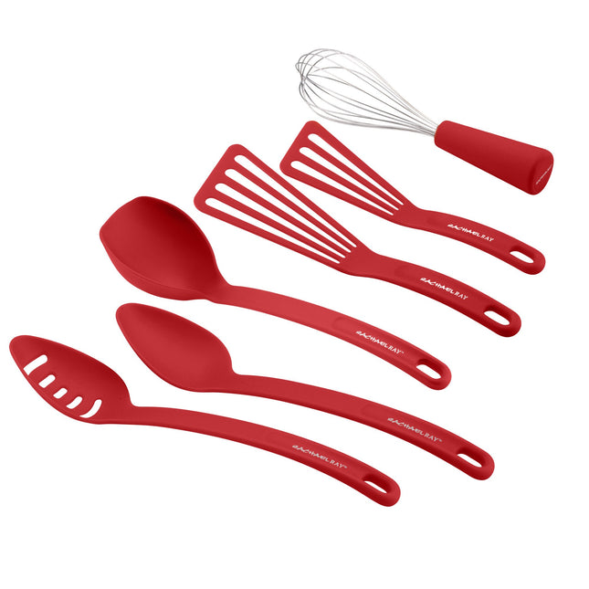 Rachael Ray Nylon Nonstick Tools Set, Red, 6-Piece, Tools and Gadgets