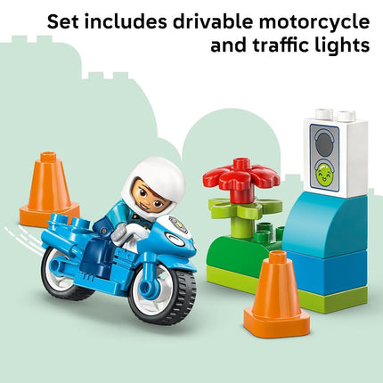 LEGO DUPLO Town Blue Police Motorcycle Building Toy for Toddlers - Pretend Play Set & Learning Toy for Boys & Girls, Ages 2+ - Building Blocks for Motor Skills Practice - Gift for Birthdays - 10471