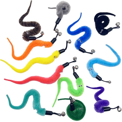 TIENAILING Cat Toy Worm Refills, 12 Pieces Interactive Cat Wand Attachments Worms Toy for Indoor Cats