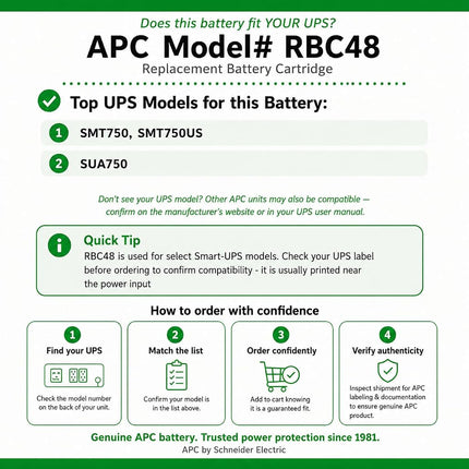 APC RBC48 UPS Replacement Battery Cartridge for APC - SMT750I