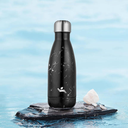 Konokyo Insulated Water Bottles,12oz Double Wall Stainless Steel Vacumm Metal Flask for Sports Travel,Marble-Midnight