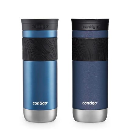 Contigo Byron Vacuum-Insulated Stainless Steel Travel Mug with Leak-Proof Lid, Reusable Coffee Cup or Water Bottle, BPA-Free, Keeps Drinks Hot or Cold for Hours, 20oz 2-Pack Blue Corn & Midnight Berry