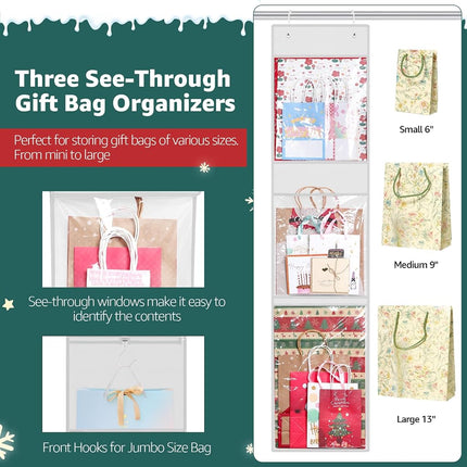 Hanging Wrapping Paper Organizer Storage, Over Door Gift Wrap Roll Holder