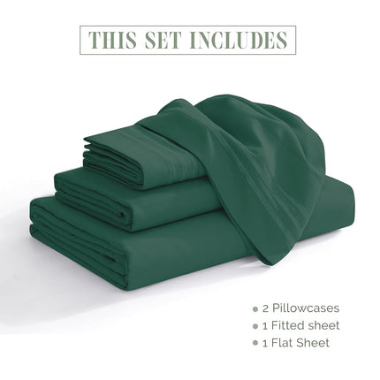 Elegant Comfort Luxury 4-Piece Bed Sheet Set - Luxury Bedding 1500 Premium Hotel Quality Microfiber, Wrinkle Resistant Cool & Breathable, Easy Elastic Fitted, Queen, Hunter Green