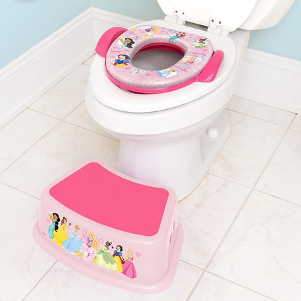 Disney Princess Loving Life 2 Piece Essential Potty Training Set - Soft Cushion, Baby Potty Training, Safe, Easy to Clean, Step Stool