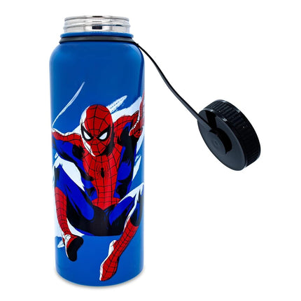 Botella de agua de acero inoxidable Silver Buffalo Spider-Man Beyond Amazing con tapa de rosca, 42 onzas