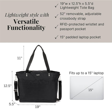 Baggallini Carryall Laptop Tote, French Navy, One Size