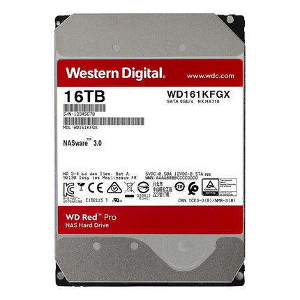 WD Red Pro 16TB NAS 3.5" Internal Hard Drive - 7200 RPM Class, SATA 6 Gb/s, CMR Recording Technology, 512MB Cache