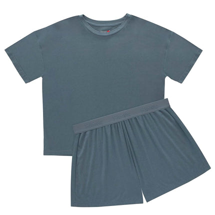 Hanes Women's Originals Supersoft Comfywear 2 Piece Lounge Boxy T-Shirt & Sleep Shorts Loungewear Set, Stargazer Grey/Stargazer Grey, Large