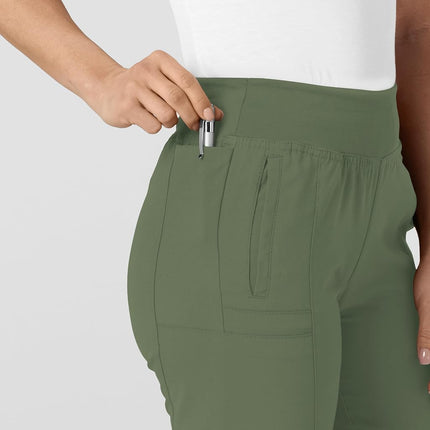 WonderWink Women's Comfort Waist Cargo Jogger Pant, Olive, Medium Petite