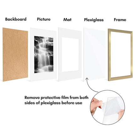 Americanflat 11x17 Picture Frame Set of 2 in Gold - Use as 8x12 Picture Frame with Mat or 11x17 Frame Without Mat - Collage Picture Frames with Plexiglass Cover for Horizontal or Vertical Display