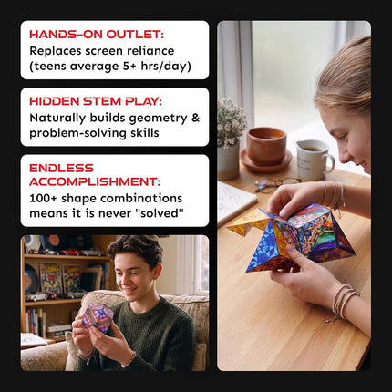 SHASHIBO Shape Shifting Box - Award-Winning, Patented Fidget Cube w/ 36 Rare Earth Magnets - Transforms Into Over 100 Shapes, Download Fun in Motion Toys Mobile App (Holographic - Vapor)