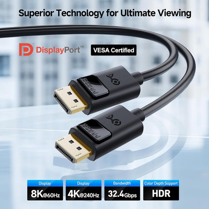 [VESA Certified] Cable Matters 32.4Gbps DisplayPort 1.4 Cable, 6ft