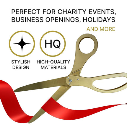 New Edition Grand Opening Scissors – 25'' Scissors Gold with Golden Blades for Ribbon Cutting Ceremony