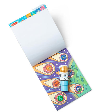 Melissa & Doug Sticker WOW!™ 24-Page Activity Pad and Sticker Stamper, 300 Stickers, Arts and Crafts Fidget Toy Collectible Character – Astronaut - FSC Certified