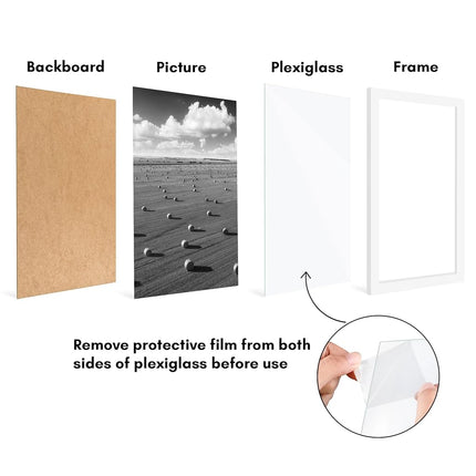 Americanflat 11x17 Picture Frame with Polished Plexiglass - Set of 5 - Galleria Collection - Gallery Wall Frame Set for Wall Display - White