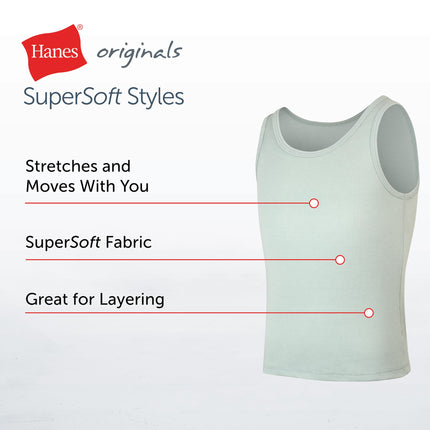 Hanes Girl's Originals Tank Pack, Supersoft Tank Top for Girls, Modal Stretch Rib Tanks, 4-Pack, Pink/White/Coral/Violet 4-pack, Small