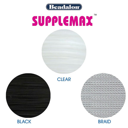 SuppleMax Braid Illusion Beading Cord, 0.50 mm / .020 in, Clear Braided Monofilament, 25 m / 82 ft