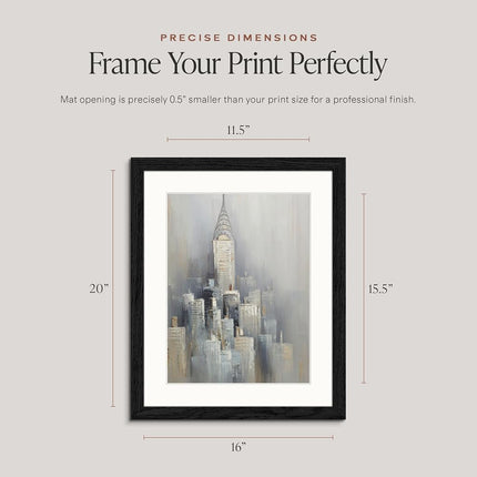 Americanflat 16x20 Poster Frame - Black Engineered Wood with Polished Plexiglass - Matted to 12x16 Photo Size - Hudson Collection - Wide Picture Frame for Wall Display - Black