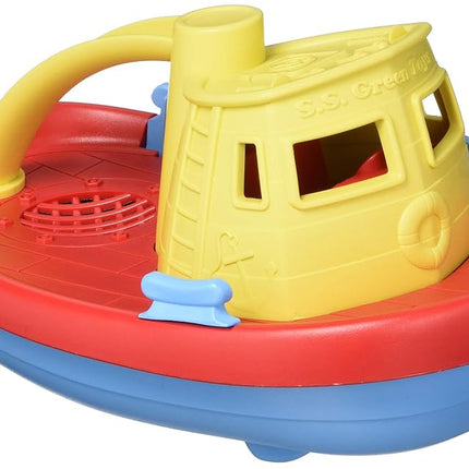 Green Toys Tugboat, Surtido CB - Juego de imitación, habilidades motoras, juguete de baño para niños, vehículo flotante y vertedor. Sin BPA, ftalatos, PVC. Apto para lavavajillas, Plástico reciclado, Fabricado en EE. UU.
