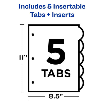 Avery Insertable Style Edge Plastic Dividers, 5 Multicolor Tabs, Case Pack of 24 (11200)