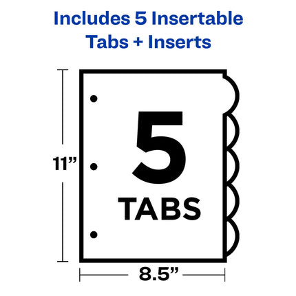 Avery Insertable Style Edge Plastic Dividers, 5 Multicolor Tabs, Case Pack of 24 (11200)