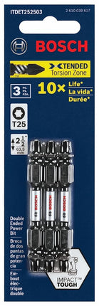BOSCH ITDET252503 3-Pack 2-1/2 In. Torx #25 Impact Tough Double-Ended Screwdriving Bits