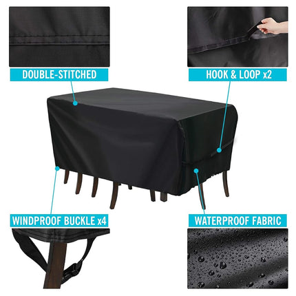 Velway Patio Table Cover Rectangle Waterproof Patio Furniture Cover for Outdoor Table and Chairs 84”Lx52”Wx29”H Oxford Dining Table Cover Tear-Resistant Wind Dust Proof Furniture Set Covers for Winter
