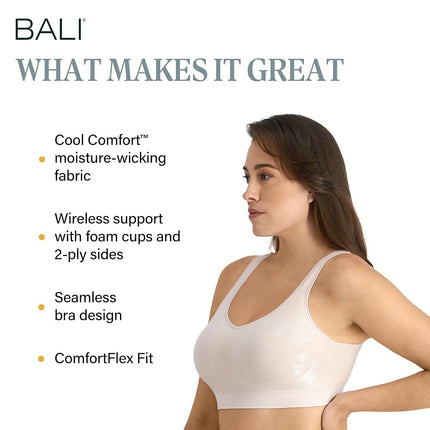 Bali Women's Comfort Revolution Shaping Non-Wired Bra Full Coverage, Sandshell Tropic, XXX-Large