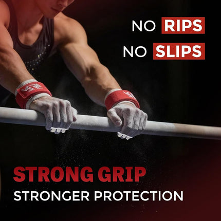 Reisport Men's Hook & Loop High Bar Grips, Gymnastics, Gray