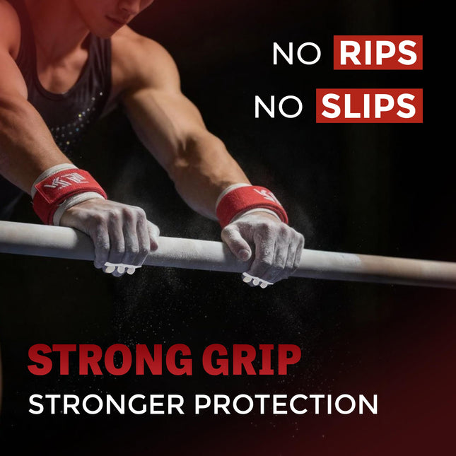Reisport Men's Hook & Loop High Bar Grips, Gymnastics, Gray
