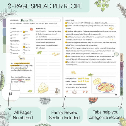 hi!SCI Blank Recipe Book to Write in Your Own Recipes, Large Recipe Notebook with 192 Pages, 7" x 10" Hardcover Recipe Journal for Family Cooking Lover (Turquoise)