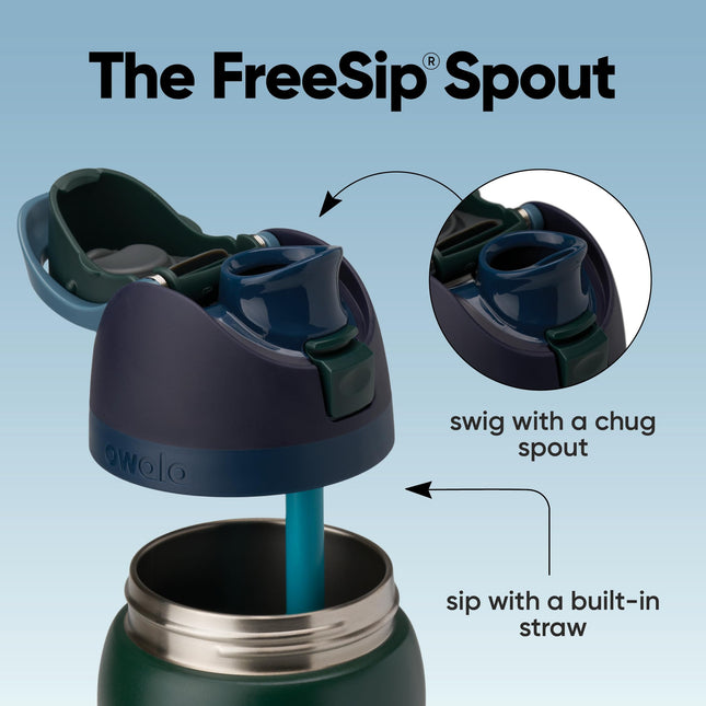 Owala FreeSip Botella de agua de acero inoxidable aislada con popote, botella de agua deportiva sin BPA, ideal para viajar, 32 oz, Lost Signal