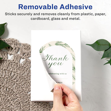 Avery Matte White Removable Arched Labels with Sure Feed Technology, Print-to-The-Edge, 3" x 2.25", 900 Removable Labels, Laser/Inkjet Printable Labels