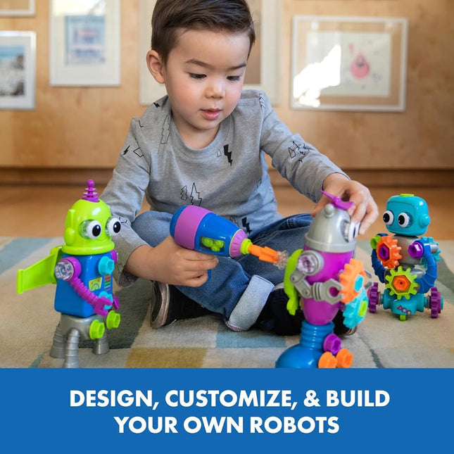 Learning Resources EI-4177 Design & Drill Workshop, Robot 3 Year Old Boys and Girls, STEM, Toy to Take Apart with Working Children's Drill, Multi, Medium