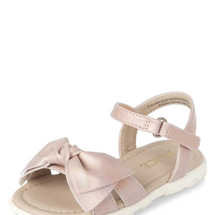 The Children's Place girls And Toddler Girls Flat Sandals, Pink Bow, 10 Toddler