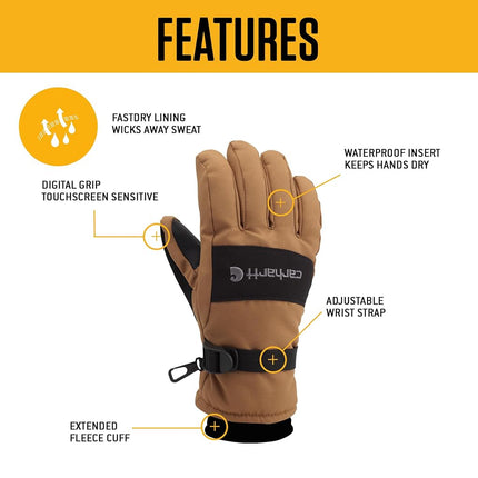 Carhartt Men's W.P. Waterproof Insulated Glove - - S