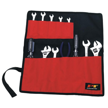 PERFORMANCE TOOL W88990 Heavy Duty Nylon 12 Pocket Tool Pouch with Velcro Fastener and Color Sleeve, Ideal for Automotive and Motorcycle Use
