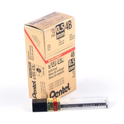 Pentel Super Hi-Polymer Lead Refill, 0.5mm, Fine, 4B, 144 Pieces of Lead (C505-4B)