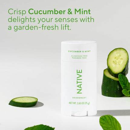Native Aluminum-Free Clean Deodorant with Natural Derived Ingredients, 72HR odor control | Deodorant for Women and Men, With Baking Soda, Coconut Oil, Shea Butter | Cucumber & Mint