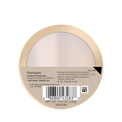 NEUTROGENA - Maquillaje en polvo suelto Mineral Sheers n.º 60 Natural Beige - 0.19 oz.