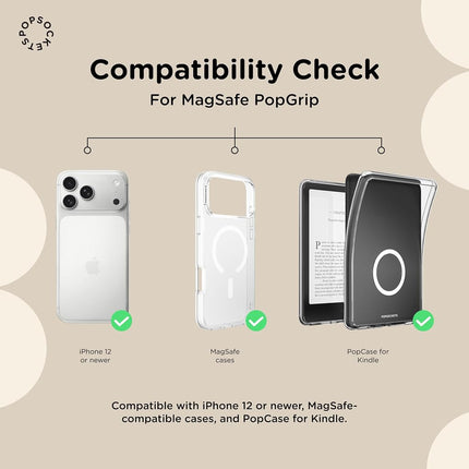 PopSockets Phone Grip for MagSafe with Kickstand, Magnetic Stand, Swappable Top, Secure Hold for iPhone MagSafe Cases, Phone & Tablet Grip - Enamel Luna Moth