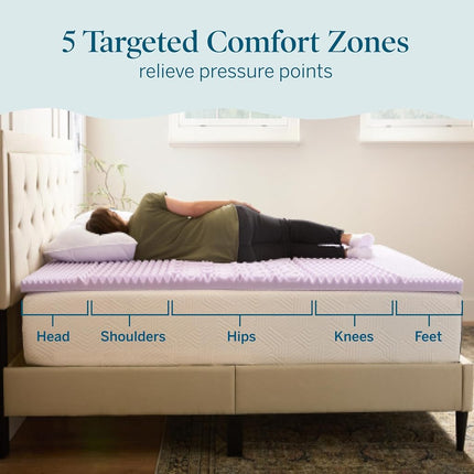 LUCID Mattress Topper, Foam, Lavender, Twin
