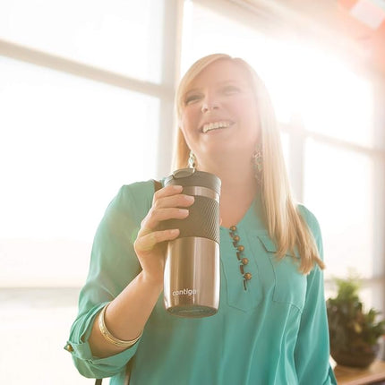 Contigo Byron Snapseal Travel, Stainless Steel Thermal Mug, Vacuum Flask, Leakproof Tumbler, Coffee Mug with BPA Free Easy-Clean Lid, 720 ml, Gunmetal