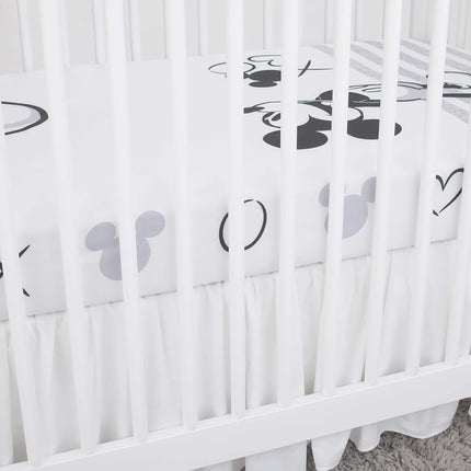Disney Mickey Mouse - Grey, Ivory and Black Photo Op Fitted Crib Sheet