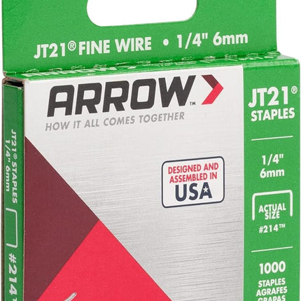 Arrow Staples Jt21 Box 1000 - 1/4 in